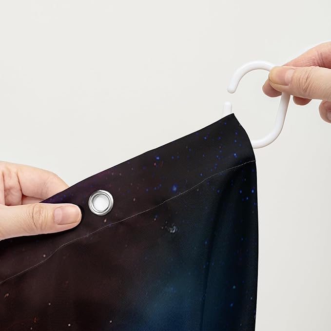 AILONEN Wolf Shower Curtain,Boho Moon Wolf Bath Curtain for Bathroom Decor,Galaxy Wolf Polyester Waterproof Whit 12 Plastic Hooks 72" W*96" H