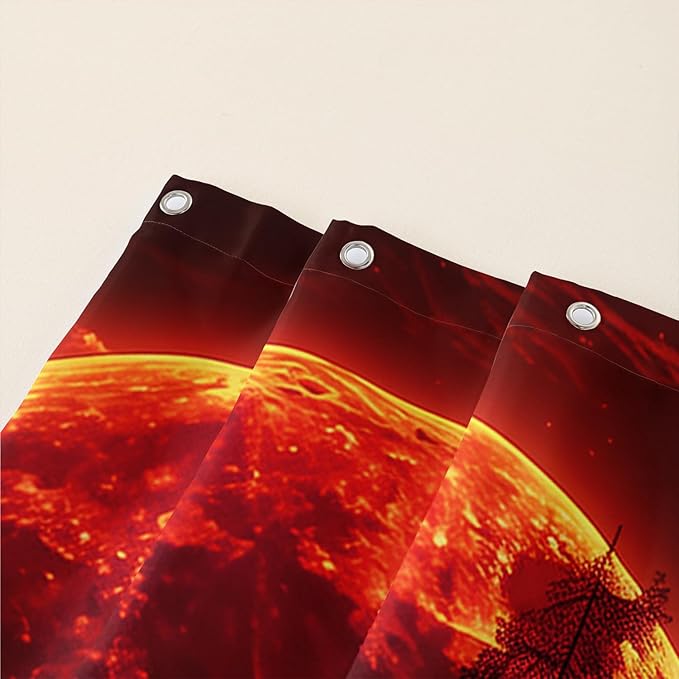 AILONEN Black Panther Shower Curtain,Evening Moon Flame Leopard Bath Curtain for Kids Men,Wildlife Animal Polyester Waterproof with 12 Plastic Hooks 36" W*72" H