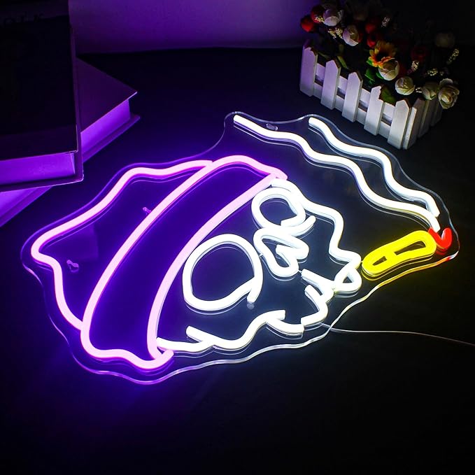 Lucunstar Skull Neon Sign,Halloween LED Sign,Neon Signs for Wall Decor ,Halloween Neon Sign,Party Neon Sign for Halloween Day Gift,Bedroom Wall Decor