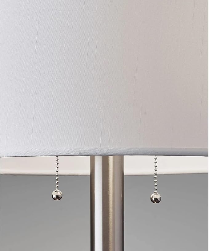 Adesso 4066-22 Boulevard Table Lamp, 28 in., 2 x 100 W Incandescent/26W CFL, Brushed Steel Finish, 1 Bedside Lamp