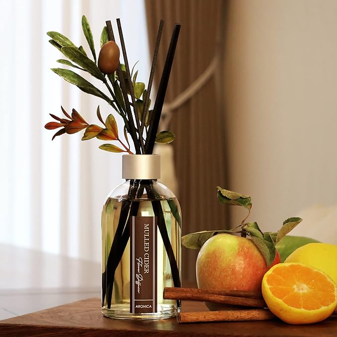 Aronica Aronica Christmas Tree Diffusir Oil Cinnamon, Mulled Spice Apple Oil with Sticks, Winter Candy Scented Reed Diffuser, Home Fragrance Decor