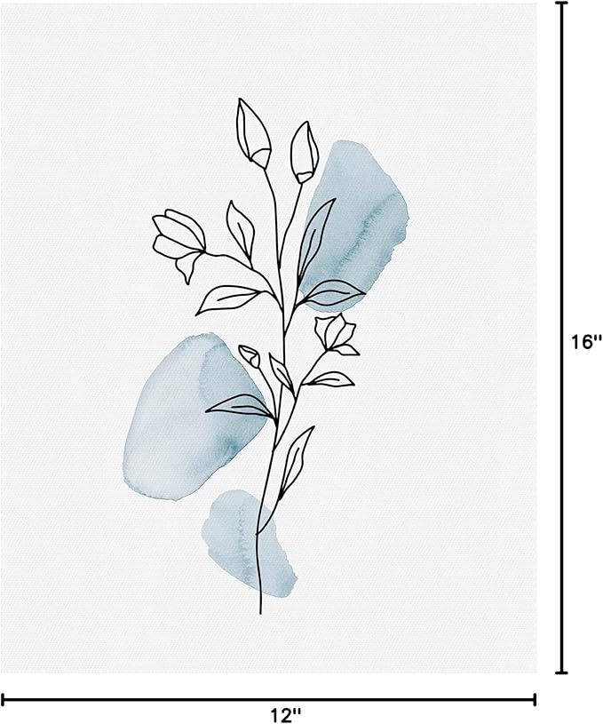 HesenDot Boho Art wall Décor,Botanical Print Set of 3, Blue Gallery Wall art,Abstract Line Watercolor Floral Home Decor,living room,bedroom
