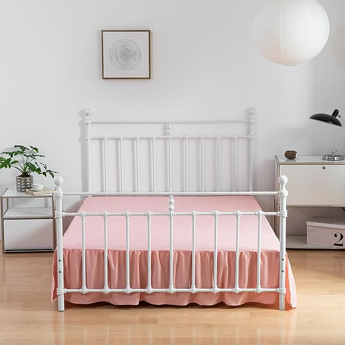 Bed Skirt King Size Ruffled Bed Skirt with Split Corners,14 Inch Drop Dust Ruffle Bed Skirt with Platform, King-14 Inch,Blush