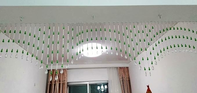 Hanging Glass Door Beads Beaded Curtains Valance Self-Adhesive for Doorways Crystals Stran Arched Windows, Clear Crystal Room Bead Partition Curtain Door Frame Beads for Doorways Closets 2