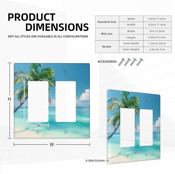 Beach Palm Tree Funny Plastic Wall Plate Decorative Double Rocker Light Switch Cover For Women Girls Bedroom Kitchen Living Room