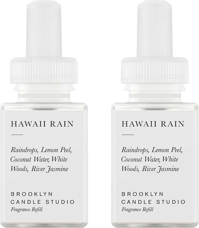 Pura & Brooklyn Candle Studio Home Scent Refill - Smart Home Air Diffuser - Up to 120-Hours of Luxury Fragrance per Vial - Clean & Safe Diffuser Fragrance - 2 Pack, Hawaii Rain