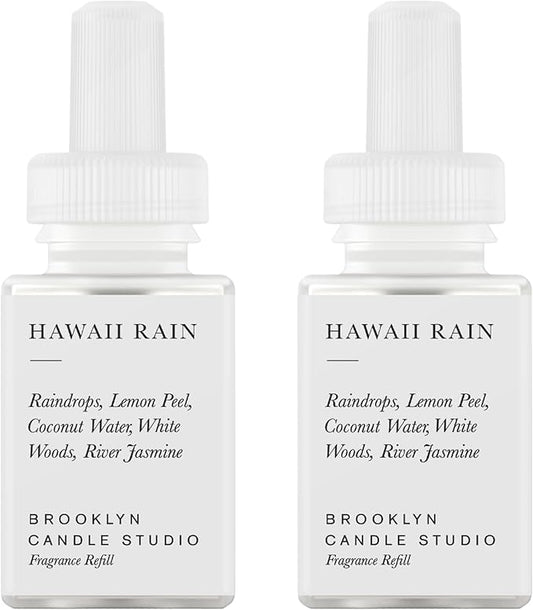 Pura & Brooklyn Candle Studio Home Scent Refill - Smart Home Air Diffuser - Up to 120-Hours of Luxury Fragrance per Vial - Clean & Safe Diffuser Fragrance - 2 Pack, Hawaii Rain