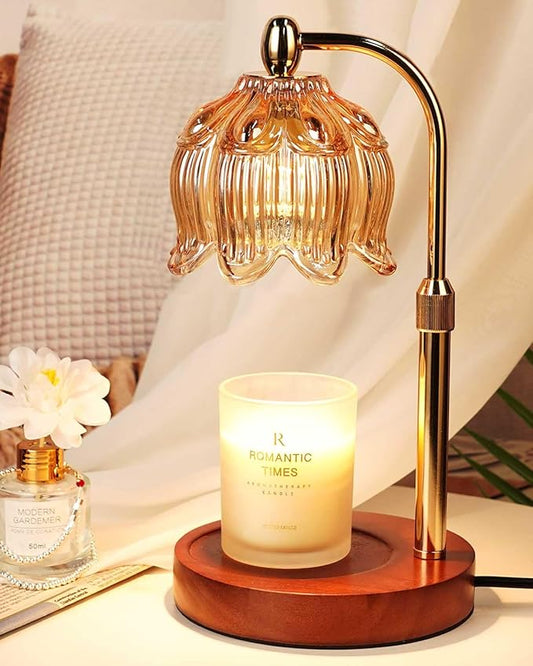 Candle Warmer Lamp with Timer Dimmable, Height Adjustable, Birthday Gifts for Women Mom House Warming New Home Room Decor, Lotus Flower Candle lamp for Jar Scented Candles with 2 Bulbs