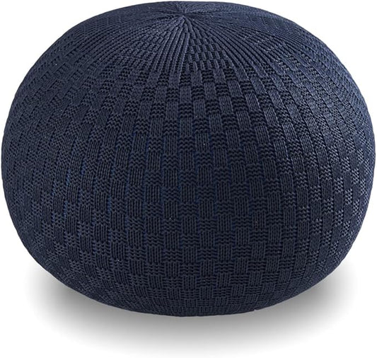 ARTPLAN Round Knit Pouf Hand Knitted,Outdoor Ottoman Foot Rest,Boho Home Decor for Living Room-Bedroom