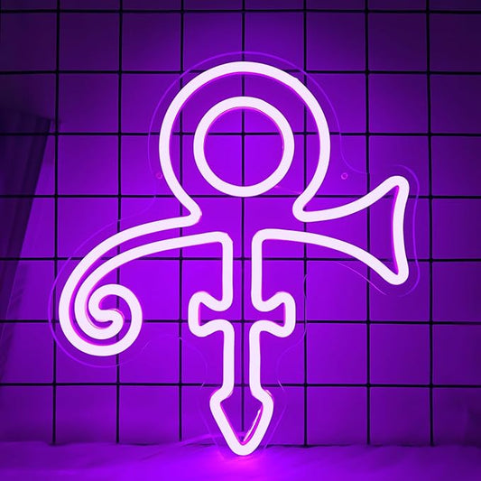 Prince Symbol Neon Sign for Wall Decor Dimmable Led Prince Neon Light Sign for Bedroom Music Singer Themed Party Gift Prince Neon Light for Prince Birthday Party Decoration, purple
