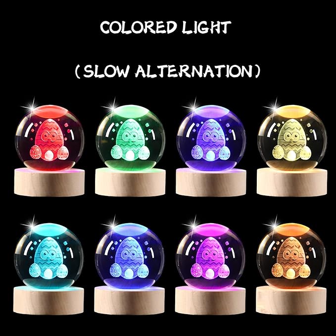 Easter Decorations Eggs 3D Crystal Ball Light-Up Easter, Easter Gifts for Kids, Daughters, Sons, Moms, Birthday Gifts for Women Party Home Garden Decor