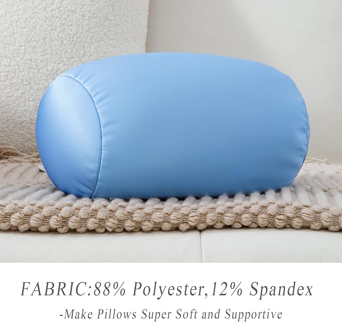 Microbead Body Pillow, Tube Microbead Bolster Bean Smooth Cool Pillow Neck Cervical Roll Pillow for Sleeping 7 x 12Inch Throw Travel Pillow(Maya Blue)