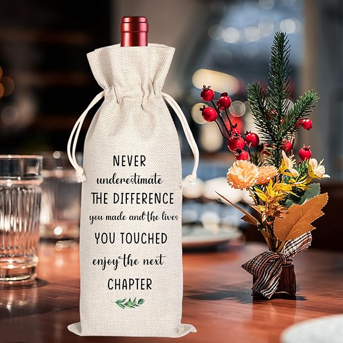 Coworker Gifts | Retirement Gifts Wine Bag | Retirement Gifts for Women Men | Retirement Gifts for Colleagues Best Friends Coworkers Boss Teachers | Retirement Party Decorations 11WB62