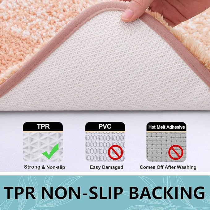 Arotive Microfiber Bathroom Rugs, Shaggy Soft and Absorbent Bath Rug, Non-Slip, Thick Plush Machine Washable Dry Bath Mats for Bathroom, Tub and Shower, 44x24, Peach