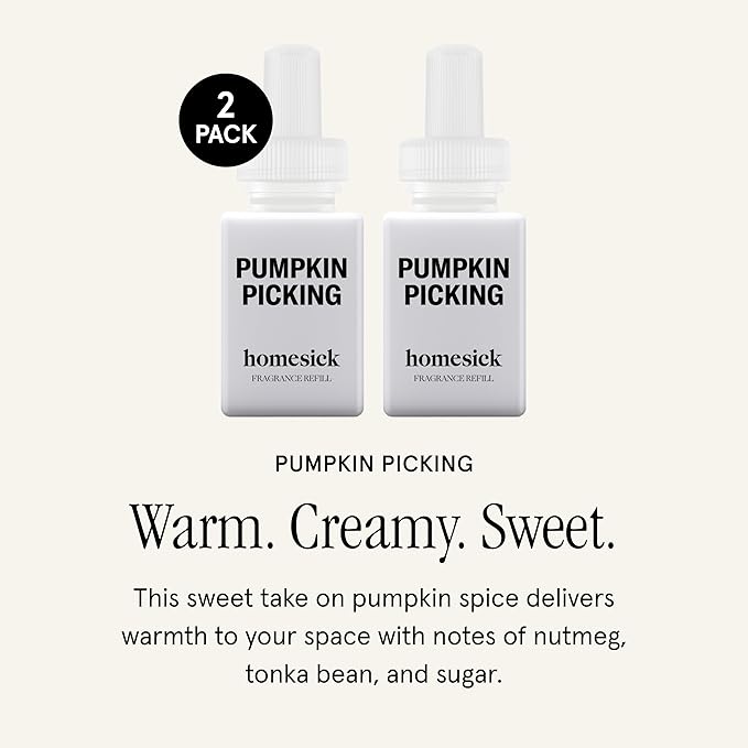 Pura & Homesick Home Scent Refill - Smart Clean Air Diffuser Fragrance - Up to 120-Hours of Luxury Fragrance per Refill - Household Essential - 2 Pack, Pumpkin Picking
