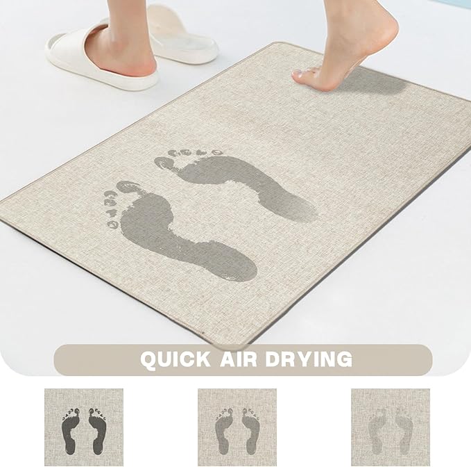Yancorp 17"x48" Ultra Thin Long Bathroom Rugs,Low Profile Long Bath Mat Non Slip Fit Under Door Absorbent Washable Indoor Door Mat Shower Sink