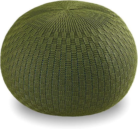 ARTPLAN Round Knit Pouf Hand Knitted,Outdoor Ottoman Foot Rest,Boho Home Decor for Living Room-Bedroom