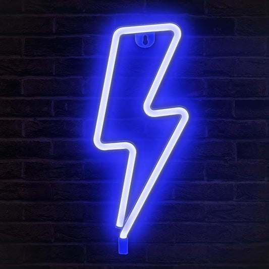 Lumoonosity Lightning Bolt Neon Signs, USB Powered Led Lightning Bolt Light with On/Off Switch, Lightning Neon Sign for Wall Decor, Hanging Led Signs, Neon Lights for Bedroom, Gaming Room Setup
