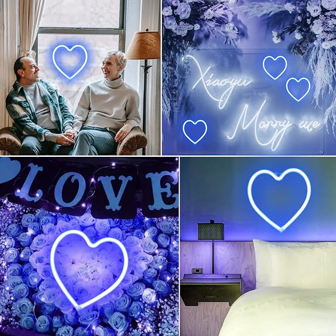 Heart Neon Signs Valentine’s Day Lights, Love LED Signs USB/Battery Operated Night Lights for Home, Wall, Mother’s Day, Wedding, Christmas Decor-Heart(Blue)