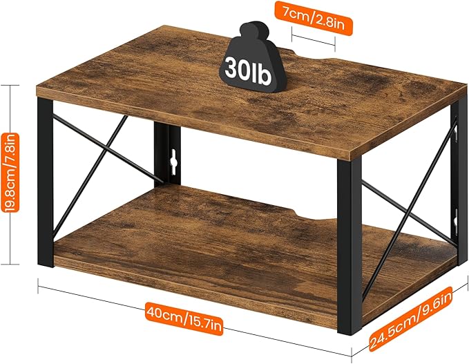Homode Floating Nightstand, Wood Floating Bedside Table with Cable Hole, 2 Tier Wall Mounted Nightstand, Hanging Night Stand Wall Shelves for Bedroom Living Room Bathroom Kitchen, Rustic Brown