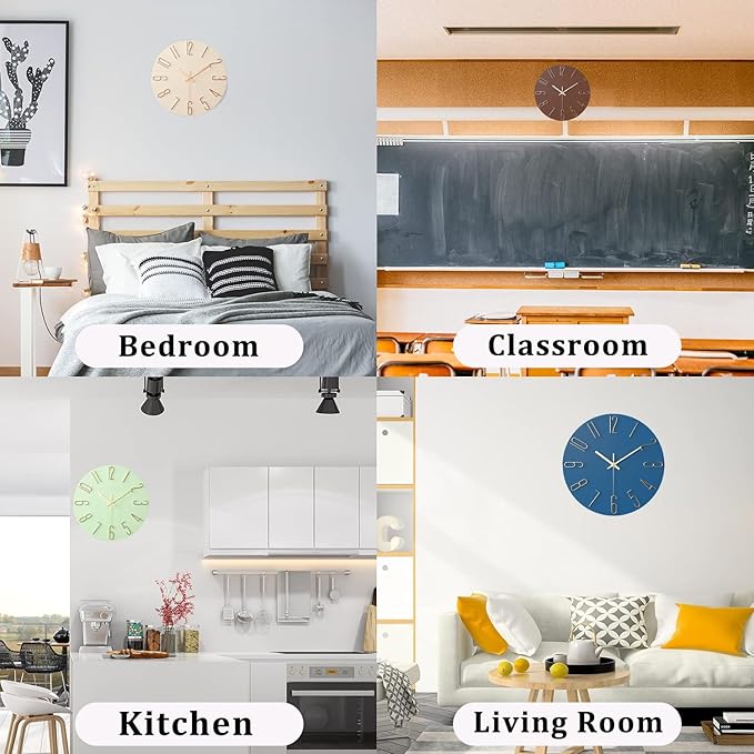 Wall Clock - 12-inch Silent Non-Ticking Battery Powered Decorative Clock, Simple Minimalist Style and Modern Home Wall Clock,for Bedroom,Living Room,Kitchen,Home Office (Beige)