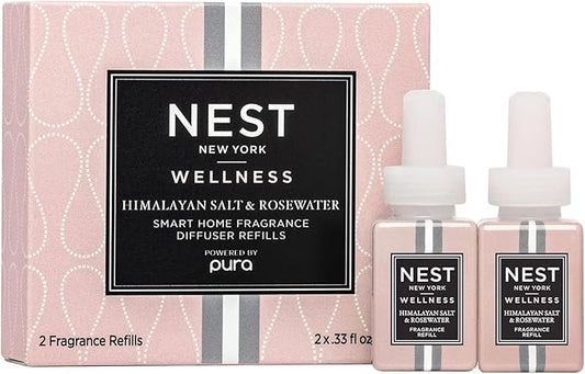 NEST New York Smart Home Fragrance Diffuser Refill Smart Vials, Himalayan Salt & Rosewater - Set of 2 - Designed for NEST x Pura 3 and NEST x Pura 4 Diffusers - Cruelty Free, Vegan - Made in USA