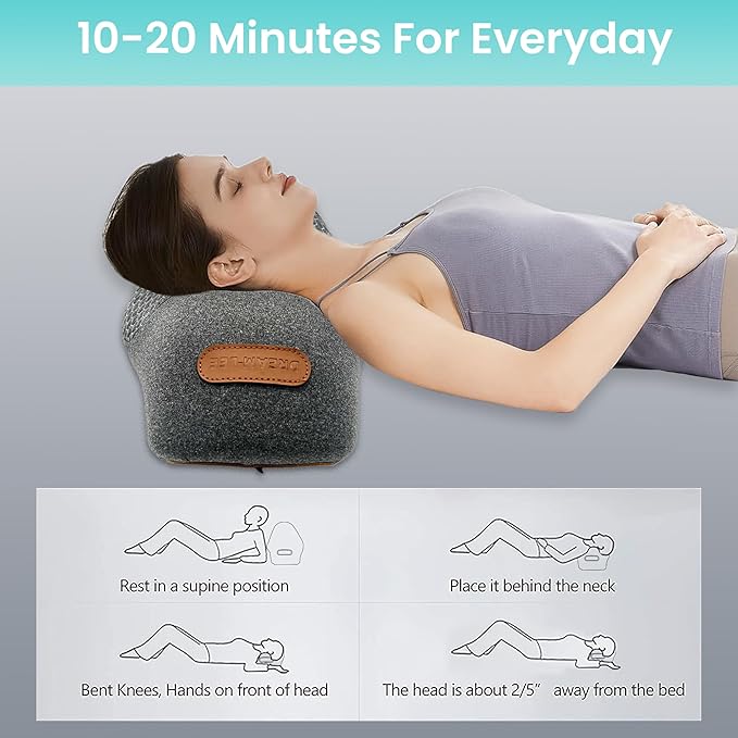 Cervical Support Memory Foam Heat Therapy & Massage Pillow/Cervical Neck Pillow/Pillow for Neck Pain Relief/Neck Stretcher/Pillows for Neck and Shoulder Pain/Posture Corrector