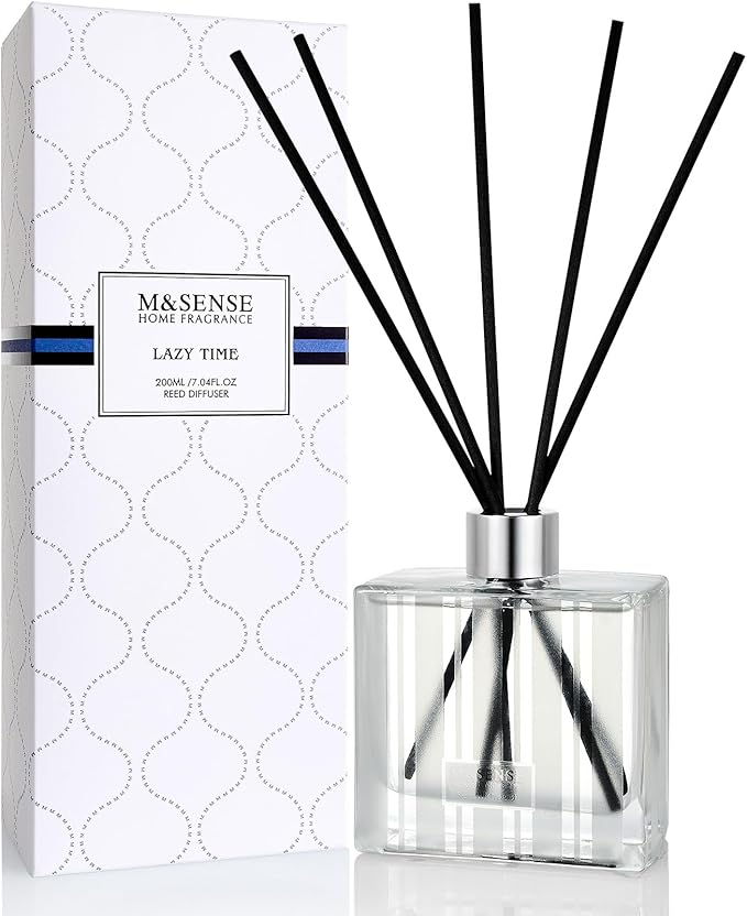 M&Sense Reed Diffuser Set - 7.04 oz Jasmine & Orange Flower Scented Diffusers for Home, Non-Toxic Oil Diffuser with Sticks, Fragrance Diffuser Gifts for Bedroom Bathroom Office