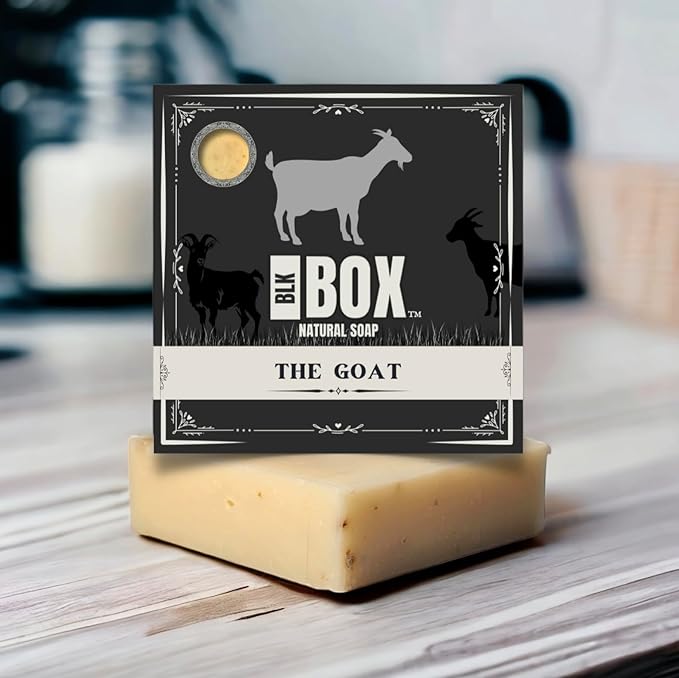 Black Box USA MADE 5oz Men's Natural Goats Milk Bar Soap Made from Moisturizing Natural Oils - Handmade Cold Process Soap with No Harsh Chemicals Sweet Sea Themed Scent (THE GOAT)