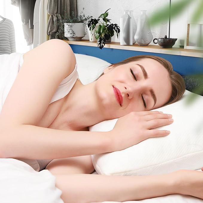 Cooling Bed Pillows for Sleeping 2 Pack, Shredded Memory Foam Pillows Queen Size Set of 2 - Adjustable Pillows for Side Back Sleepers with Cooling Washable Cover, Medium Firm Support Pillows