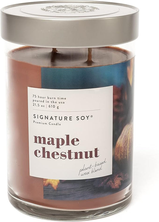 Lidded Maple Chestnut Scented Candle, Extra Large Jar