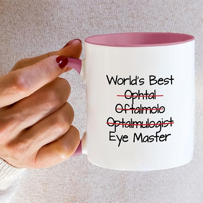 Retreez Funny Mug - World's Best Ophthalmologist Eye Doctor Master Ophthalmology 11 Oz Ceramic Coffee Mugs - Sarcasm Motivational Inspirational birthday gifts - White Mug with Pink Handle and Inner