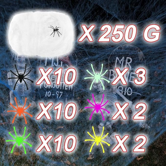 White with Blacklight Lamp,800 sqft Halloween Glow Spider Webs Indoor & Outdoor Spooky Spider Webbing with 37 Fake Spiders for Halloween Decorations