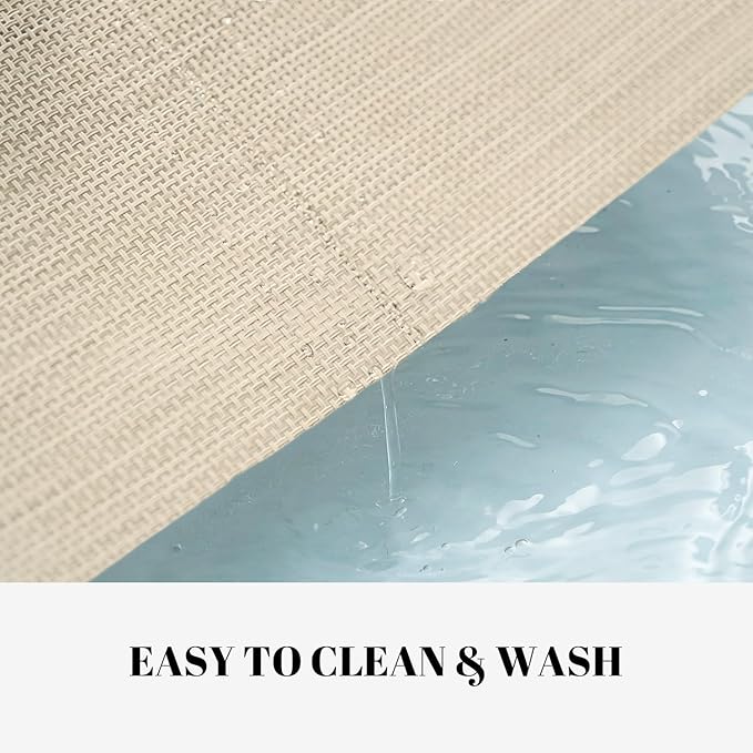 Placemats Set of 6 Vinyl/Plastic Woven Place Mats for Kitchen Table Indoor/Outdoor Washable Placemat Wipeable Dining Table Mats (Beige,6)