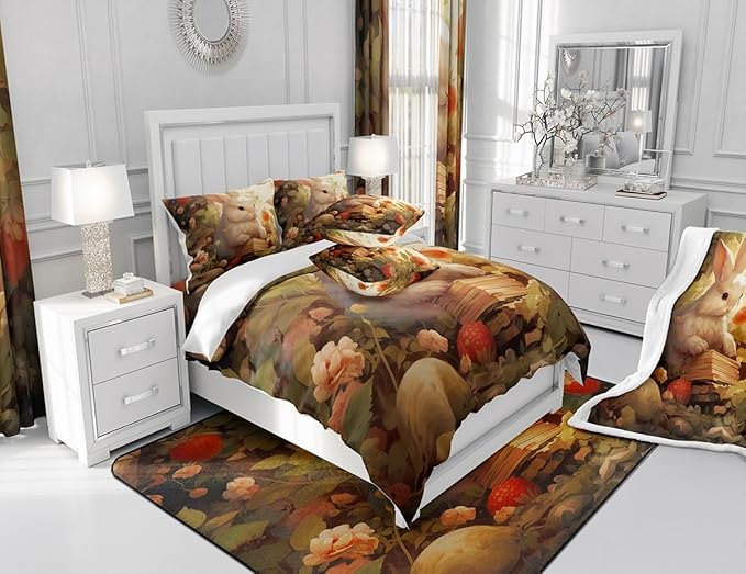 Feelyou Rabbit Fabric Shower Curtain Cute Cartoon Rabbit Shower Curtain for Teens Funny Bunny Bathroom Waterproof Accessories with 12 Hooks Kawaii Animal Curtains,72x72 Inches