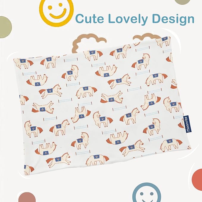 Moonrite 13Ã18 Toddler Pillow with Pillowcase,100% Cotton Toddler Pillows for Sleeping,Soft Breathable Washable Small Toddler&Kid Pillow for Bed,Mini pillow,Better Naps at Preschool