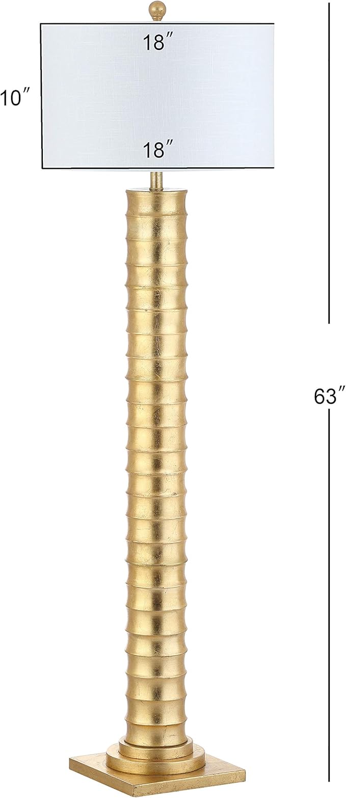 JONATHAN Y JYL4032A Serena 63" Metal LED Floor Lamp, Contemporary, Modern, Art Deco Style, Office, Elegant, Living Room, Family Room, Dining Room, Bedroom, Hallway, Foyer, Gold Leaf