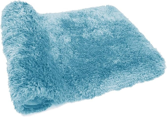 FIFU Bathroom Rugs 24" W x 36" L, Bath Mat for Bathroom, Bedroom, Laundry Room & Kitchen, Non-Slip Rubber Latex Backing, Extra Soft and Absorbent Microfiber Carpet, Machine Washable Rug, Sky Blue