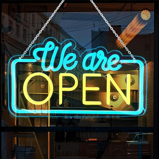 Open Signs for Business, Open Sign Led, Neon Open sign, Bright Light Dimmable Led Yes We Are Open Sign for Business, Lighted Up Neon Sign for Wall Decor Bar Salon Coffee Stores Club Hotel