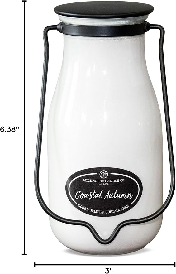 Milkhouse Candle Company, Coastal Autumn, Creamery Collection, Scented Soy Candle: Butter Jar Candle, Milkbottle 14 oz