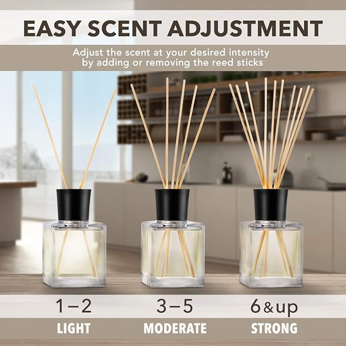 Reed Diffuser with Natural Essential Oil Vanilla 6.8 Fl Oz (200ml) - Scented Reed Diffuser - Gift Set with Bamboo Sticks - Best for Aromatherapy - SPA - Home - Office - Fitness Club
