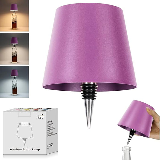Wireless Bottle Lamp,2025 New 3 Color Rechargeable Wine Bottle Lights for Bars Restaurants (Purple)