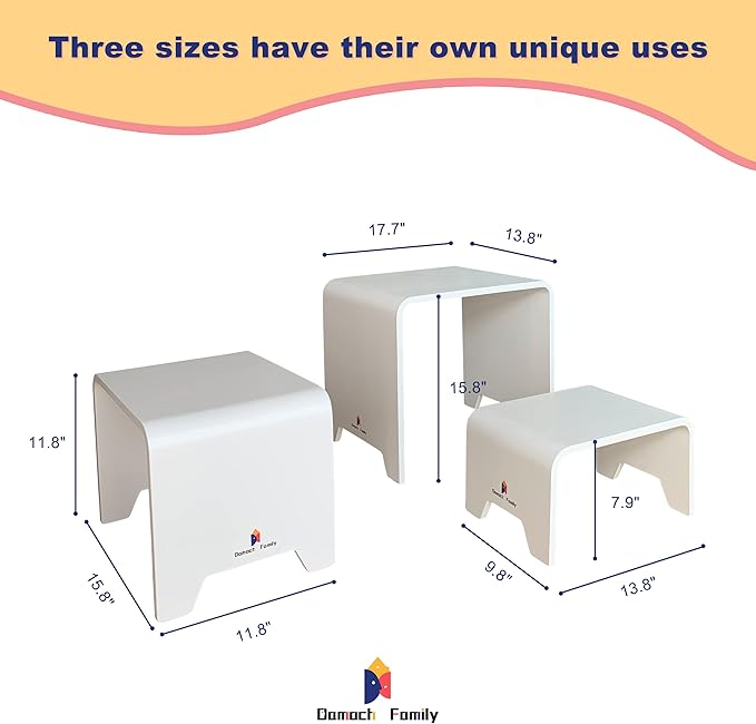 Damoch Family™ Wooden Children Montessori Furniture Set as Kids Chairs and Table,Showcasing Quality,Sturdiness and Versatility,Patented Minimalist Design (White)