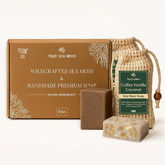 Sea Moss Bar Soap with Green Tea – Vegan Organic Face & Body Soap – Handmade Skincare Gift for Women or Mom Natural Cleanser – Birthday Present – Made in USA