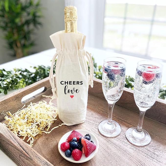 Andaz Press Mothers Day Wine Bag, Cheers Love, Mothers Day Wine Bottle Cover, Mother's Day Gifts, Canvas Wine Gift Bag Champagne Bottle Bag Funny Wine Bags For Wine Bottles Gifts 1-Pack