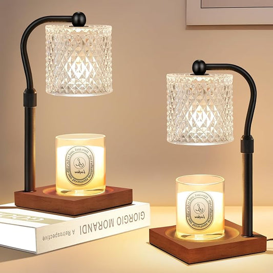 2 Pack Candle Warmer Lamp with Timer Dimmer Adjustable Height, Birthday Housewarming New Home Decor Gifts for Women, Electric Wax Warmer with 2 Bulbs for Jar Candles