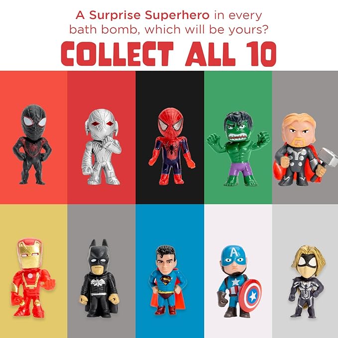 Superhero Bath Bombs for Kids & Boys with Surprise Hero Toys Inside (1 Pack) - Large Bubble Bomb for Boys & Girls - Fruity Scent, Relaxing, Gift for Children, Made in USA by Two Sisters