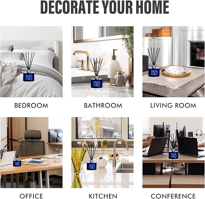 Reed Diffuser - 6.7 Oz(200ml) Escape Scented Home Fragrance for Bathroom & Bedroom Decor