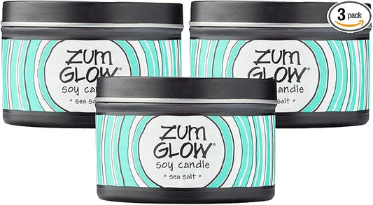 Indigo Wild Zum Glow Sea Salt Candle - Soy Wax Candle with Lead-Free Wick - Relaxing Candles Scented with Essential Oils - Long-Lasting Scented Candles - 30-Hour Burn Time - 7 oz (3 Pack)