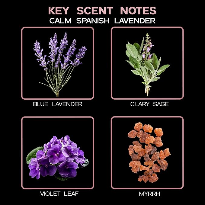 LOVSPA Calm Spanish Blue Lavender Reed Diffuser Set - Lavender, Clary Sage & Violet Leaf Essential Oils - Relaxing, Calming Gift Idea